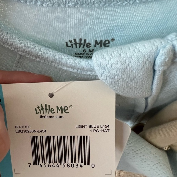 NWT Little Me Baby Boys “Welcome to the World” Zip Footed One-Piece & Hat, 6M - Picture 3 of 3